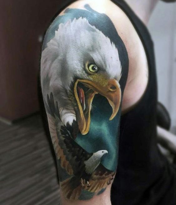 Screaming Bald Eagle Deeply Colored Shoulder Tattoo Ideas Shoulder Tattoo Design
