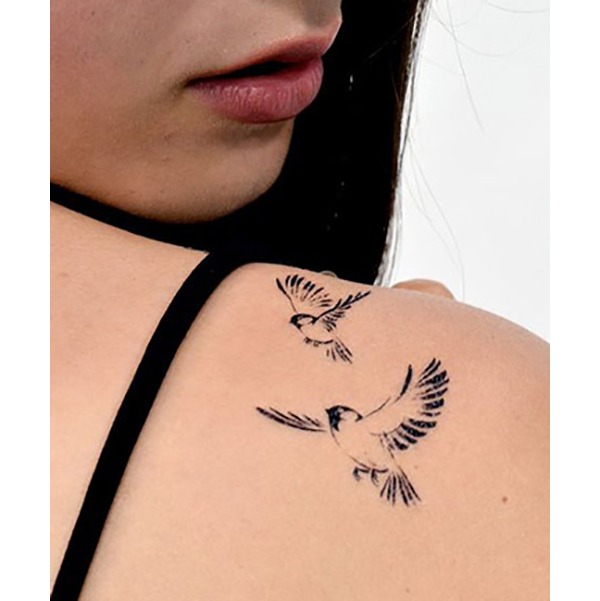 Starry Sparrows in Flight Shoulder Tattoo Shoulder Tattoo Design