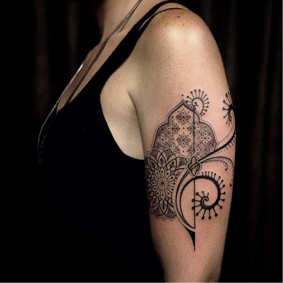 Tiny Bird Script with Flying Birds Shoulder Tattoo Shoulder Tattoo Design
