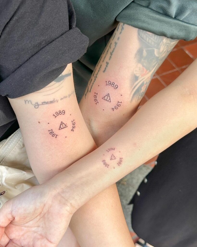 Birth Year Triangle Sibling Tattoos Tattoo Design