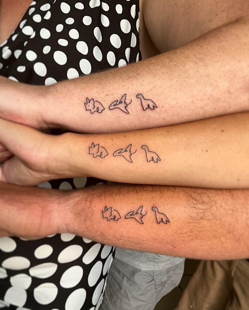 Dinosaur Matching Tattoos for Siblings Tattoo Design