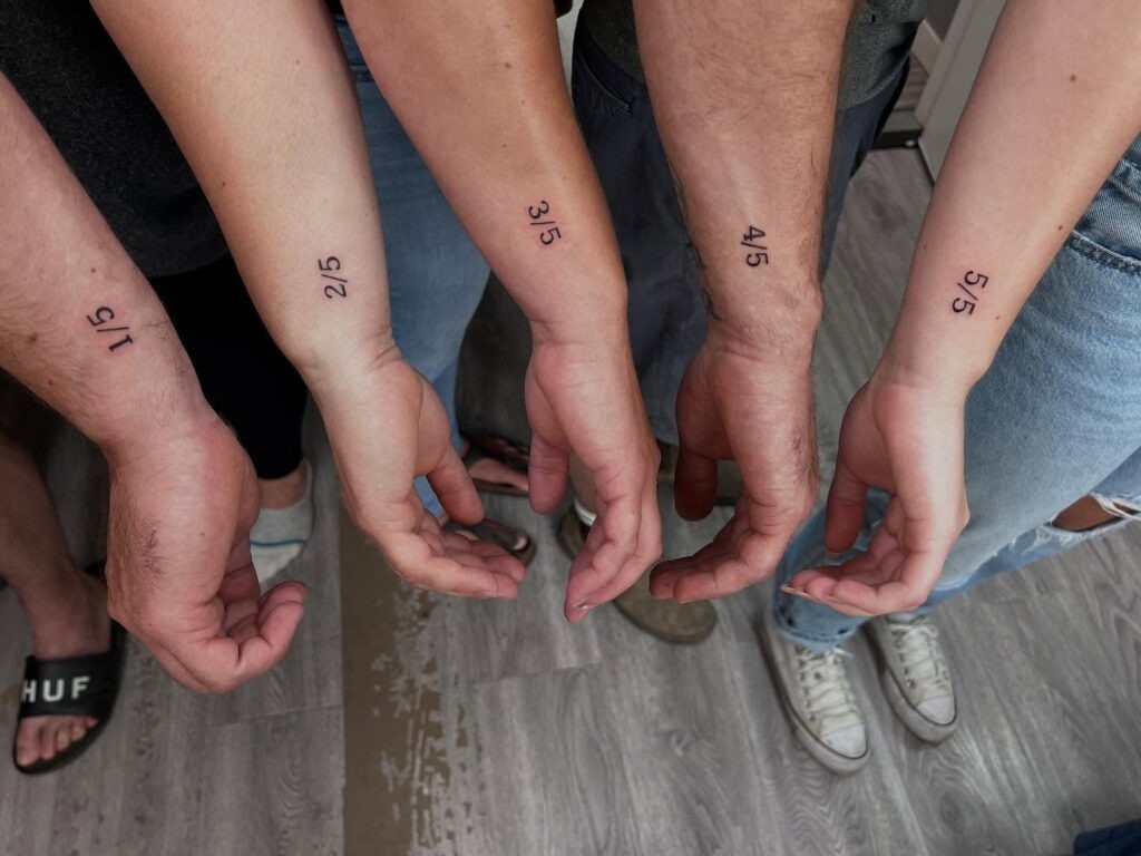 Fraction-Inspired Matching Tattoos for Five Siblings Tattoo Design