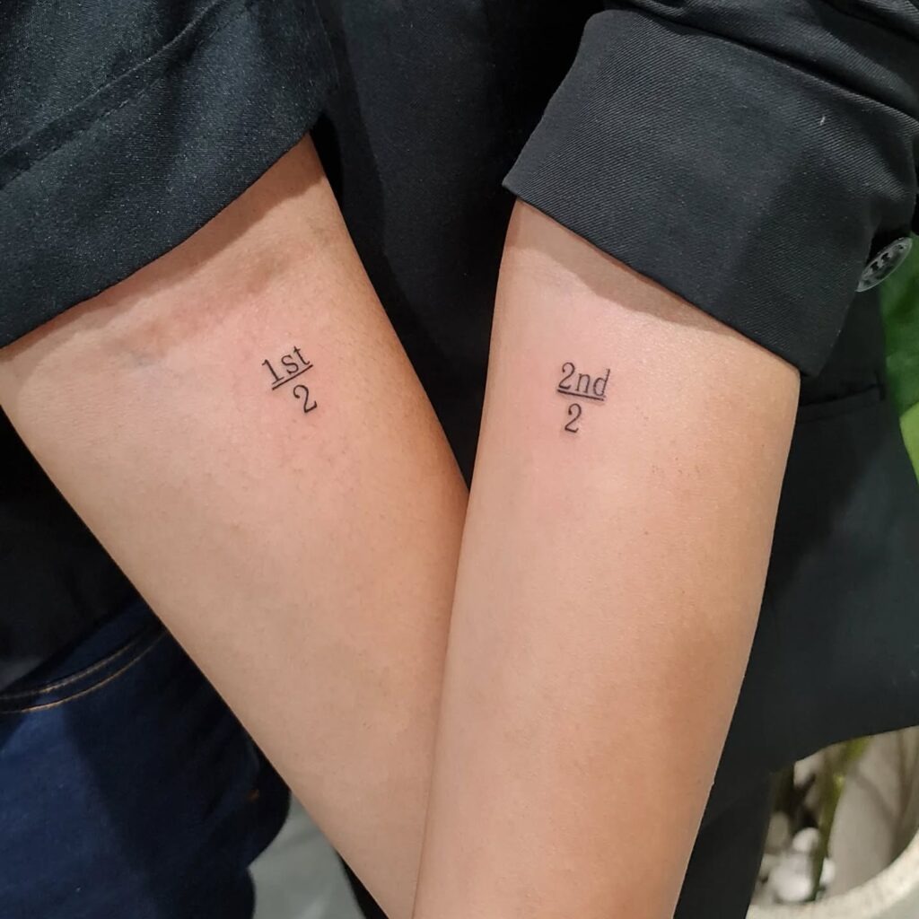 Fraction-Inspired Matching Tattoos for Two Siblings Tattoo Design
