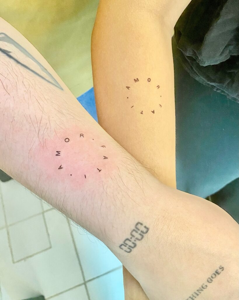 Matching Amor Fati Circle Tattoos Tattoo Design