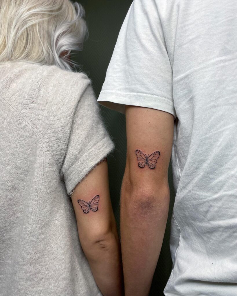 Matching Butterfly Tattoos on Arms Tattoo Design