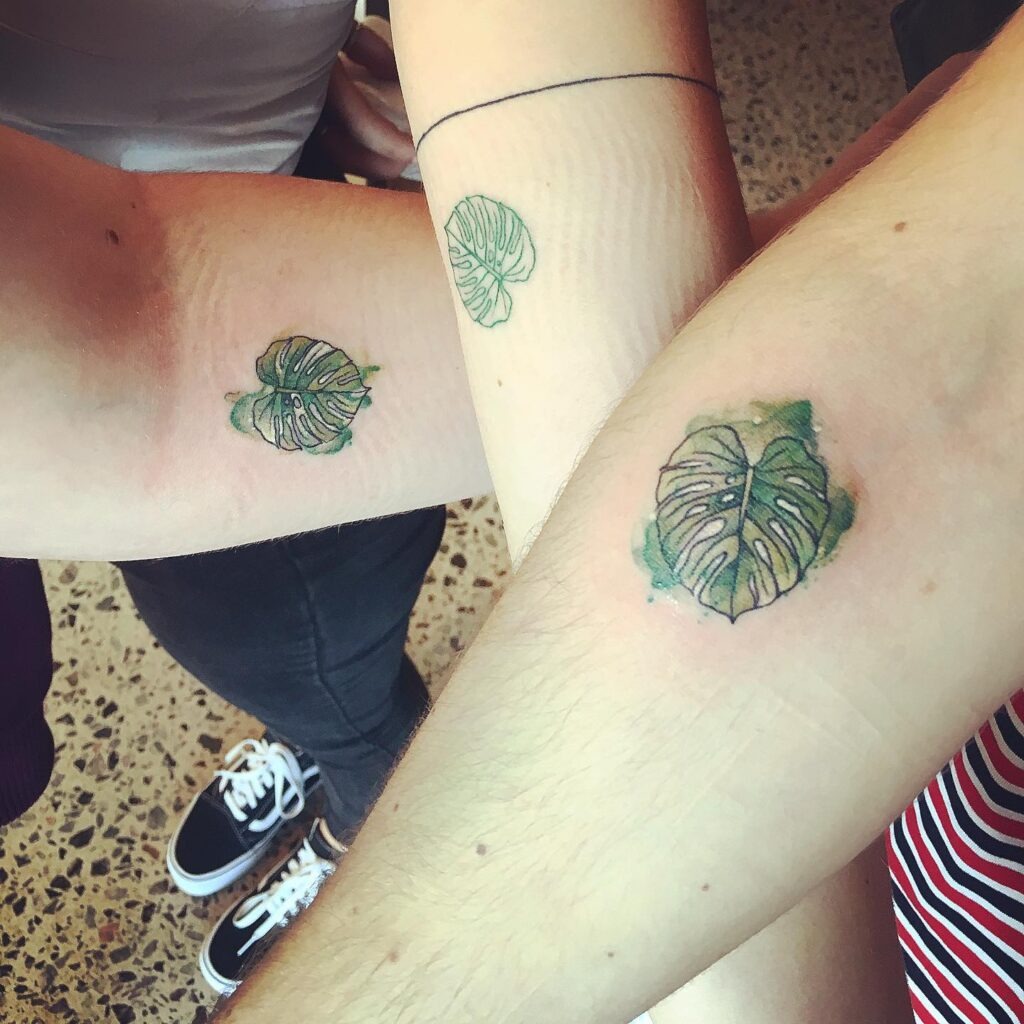 Matching Monstera Leaf Tattoos Tattoo Design