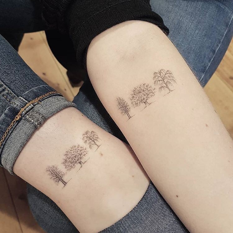 Matching Tree Line Tattoos Tattoo Design