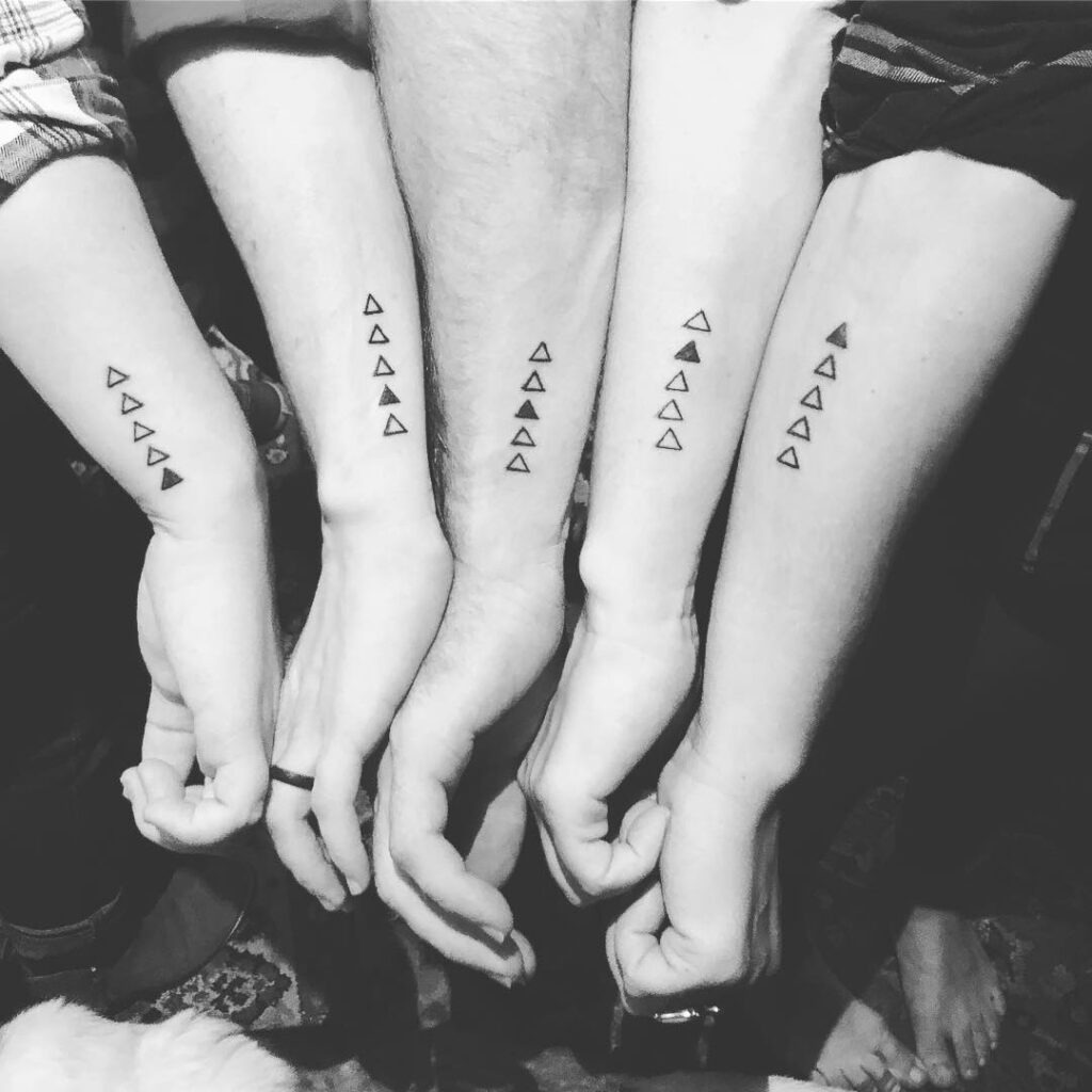 Matching Triangle Tattoos for Five Siblings Tattoo Design