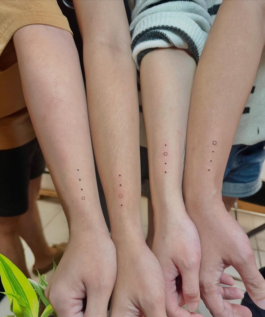 Minimal Dot and Circle Matching Sibling Tattoos Tattoo Design
