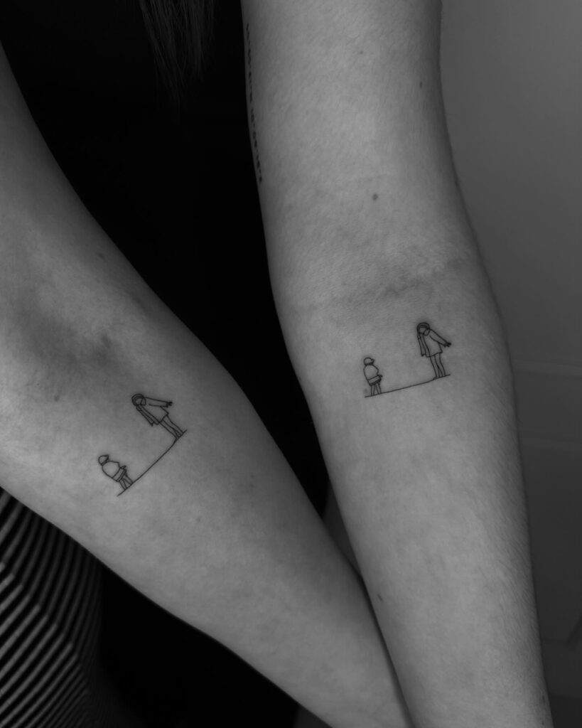 Minimalist Line Art Sibling Tattoos Tattoo Design