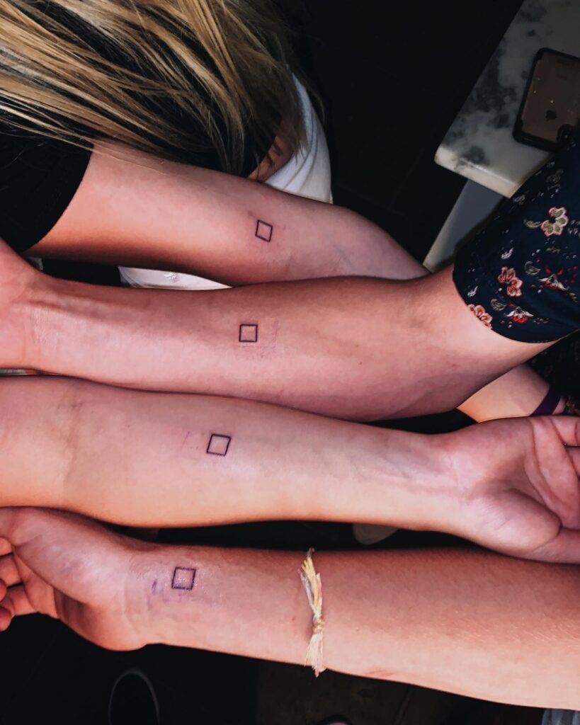 Minimalist Matching Square Tattoos for Siblings Tattoo Design