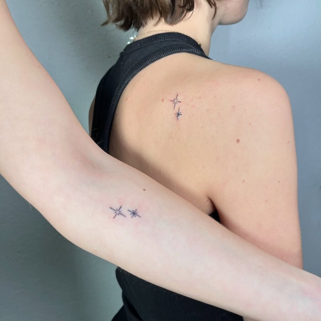 Minimalist Star Matching Tattoos for Siblings Tattoo Design
