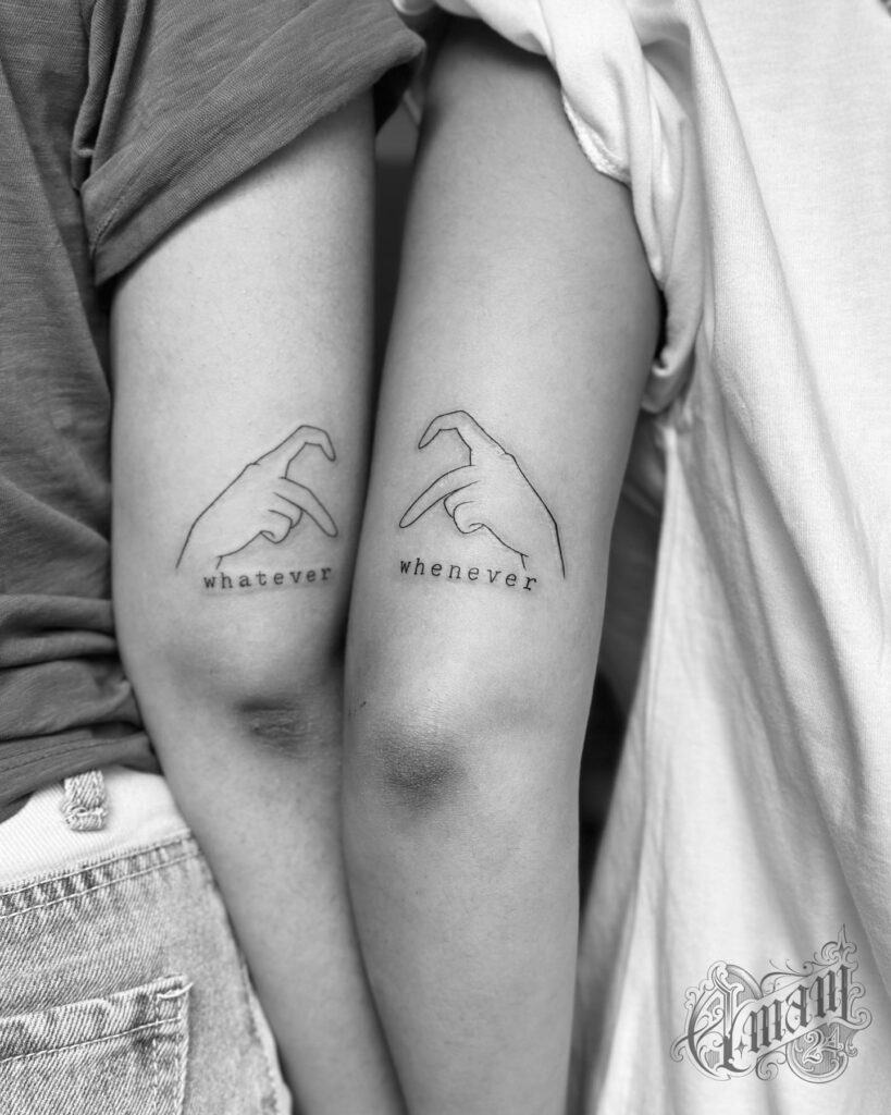 "Whatever" and "Whenever" Matching Tattoos for Siblings Tattoo Design