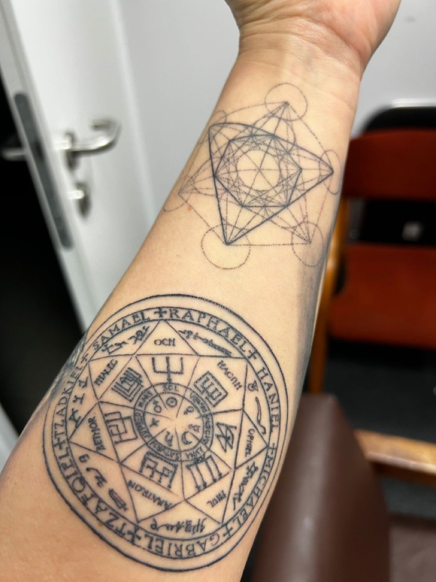 Elbow Thorn Flash Sigil Tattoo Design