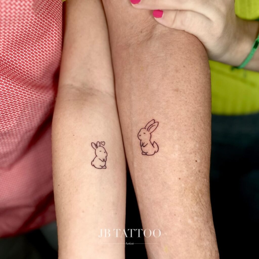 Adorable Bunny Pair Matching Tattoos Tattoo Design