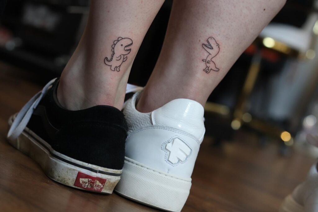 Adorable Dinosaur Matching Tattoos Tattoo Design