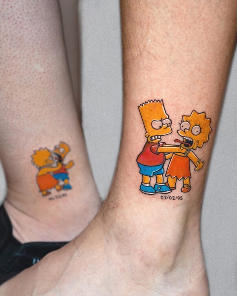 Bart and Lisa Playful Sibling Tattoos Tattoo Design