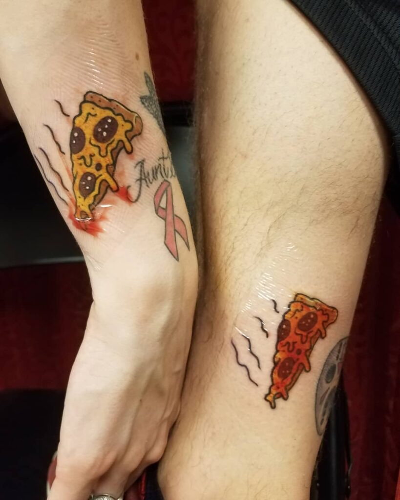 Cheesy Pizza Slice Matching Tattoos Tattoo Design