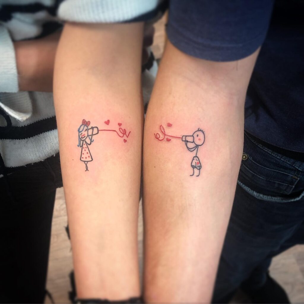 Cute String Phone Couple Matching Tattoos Tattoo Design