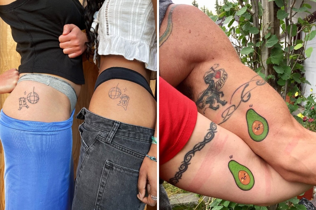 55+ Silly Matching Tattoo Ideas & Inspiration Featured Lookbook Collage