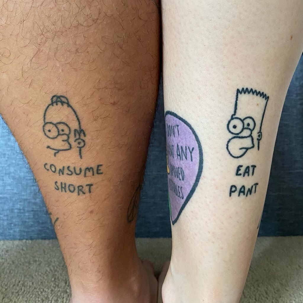 Funny Homer and Bart Meme Matching Tattoos Tattoo Design