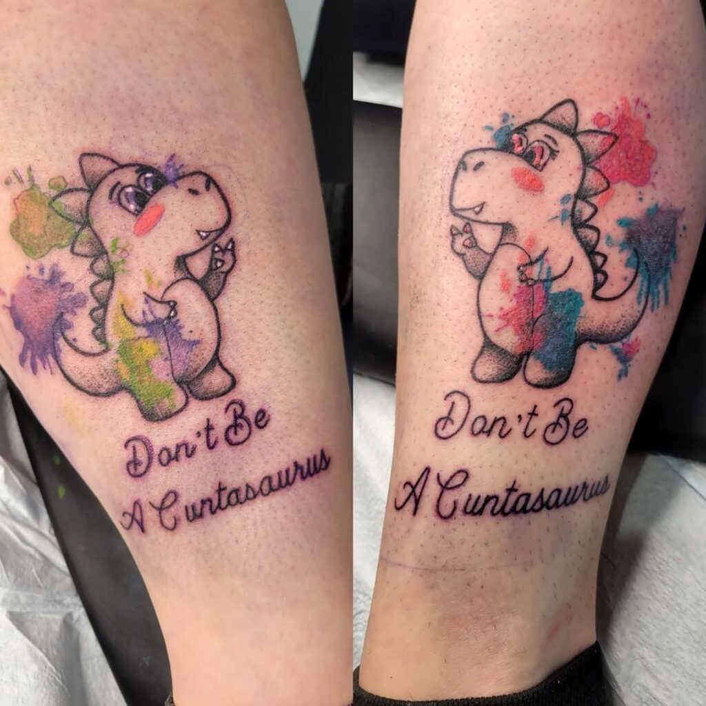 Funny Watercolor Dinosaur Tattoos Tattoo Design