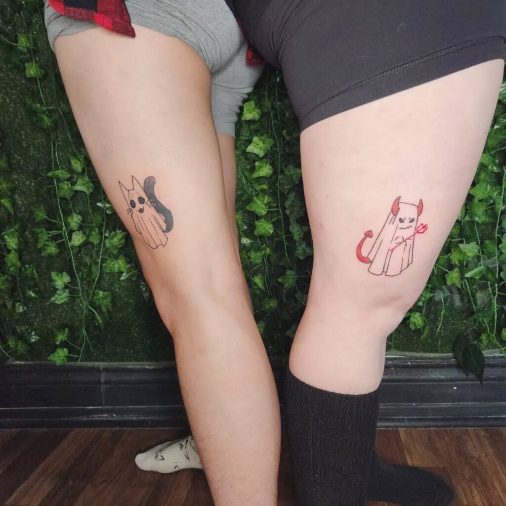Ghost Cat and Devil Ghost Tattoos Tattoo Design