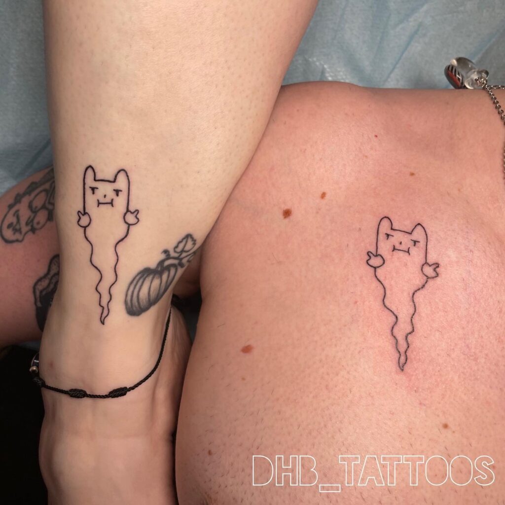 Grumpy Little Ghost Cat Matching Tattoos Tattoo Design