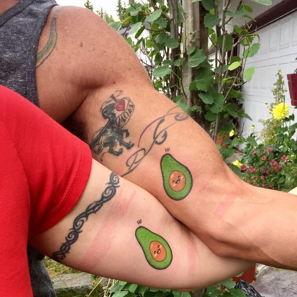 Happy Avocado Halves Matching Tattoos Tattoo Design