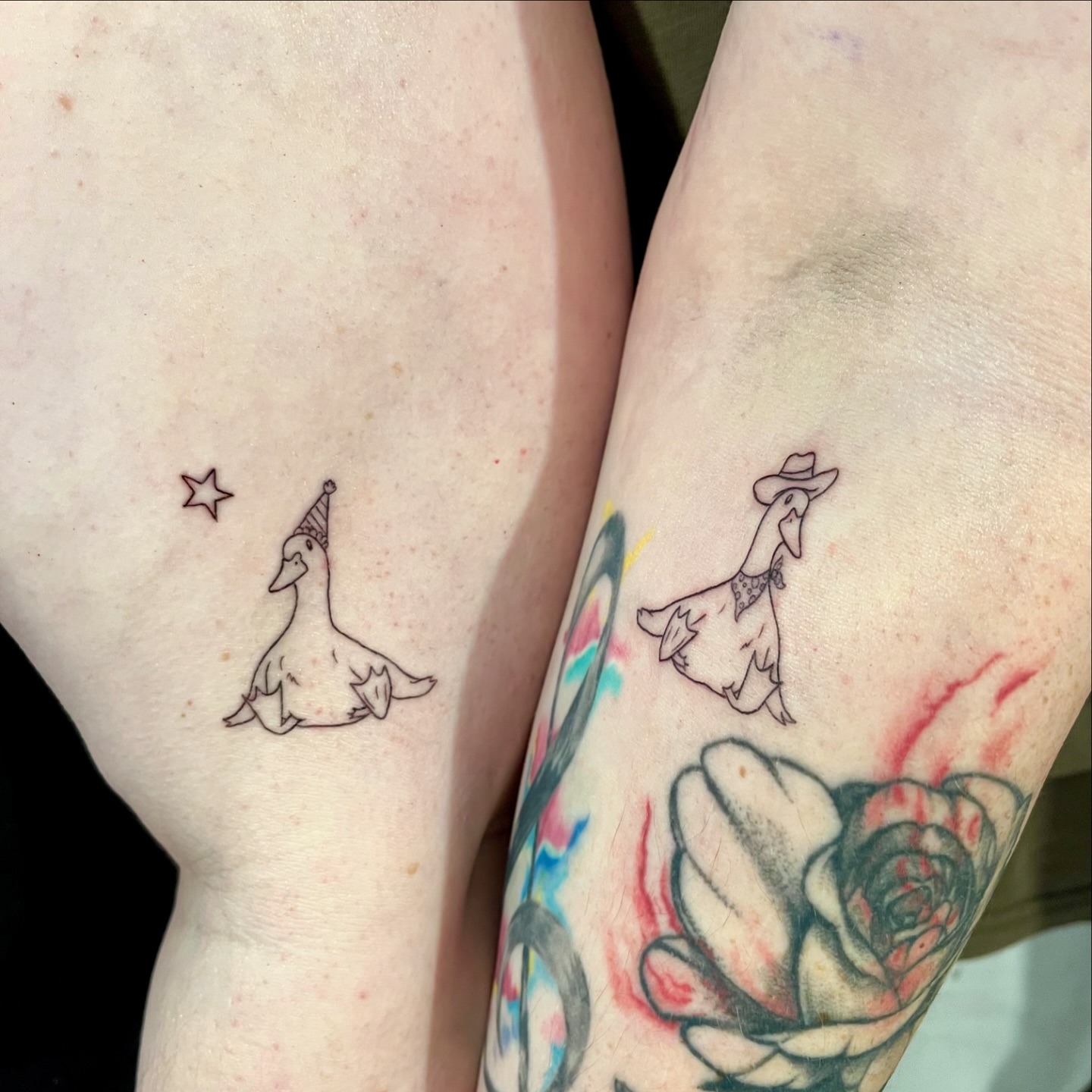 Party and Cowboy Goose Matching Tattoos Tattoo Design