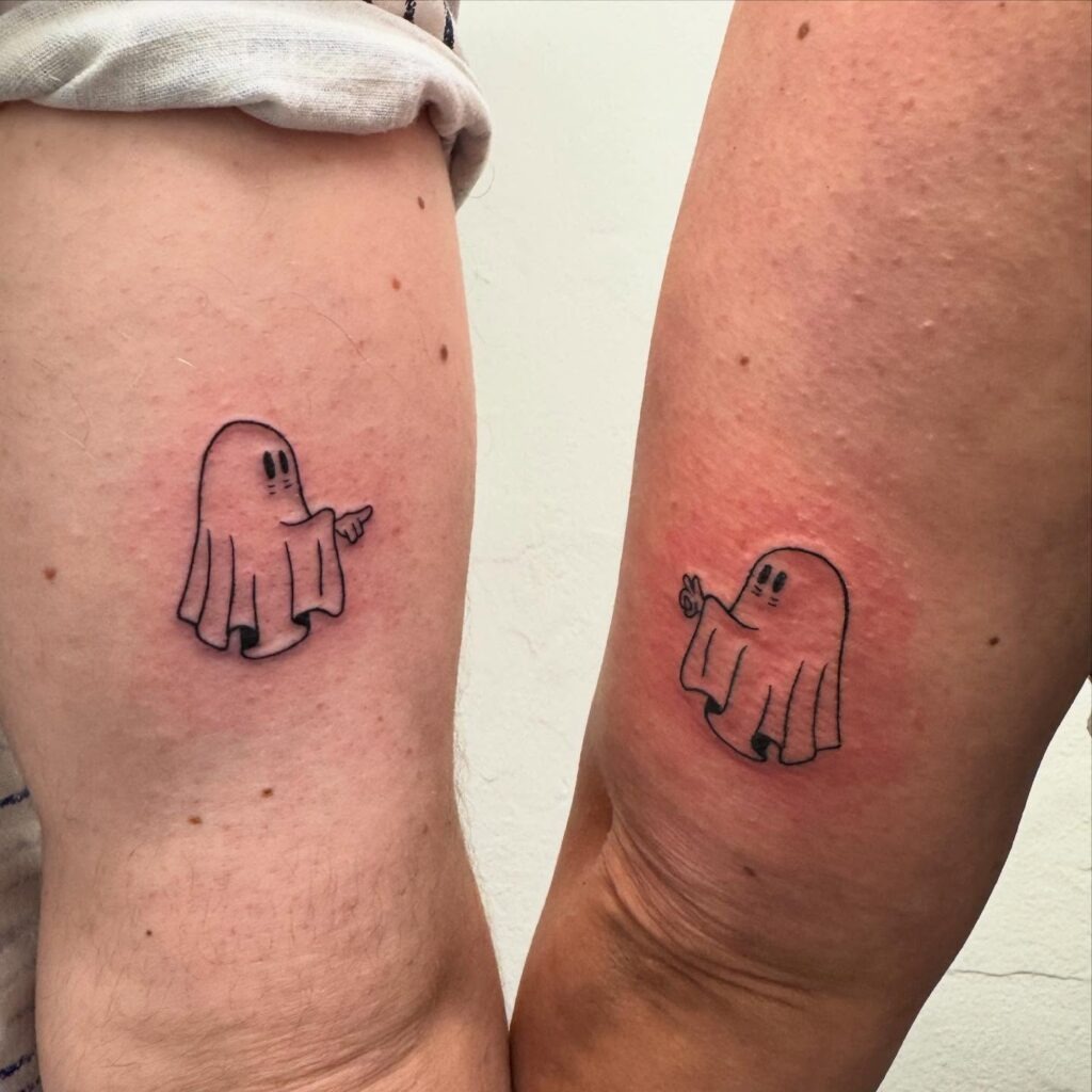 Playful Pointing Ghosts Matching Tattoos Tattoo Design