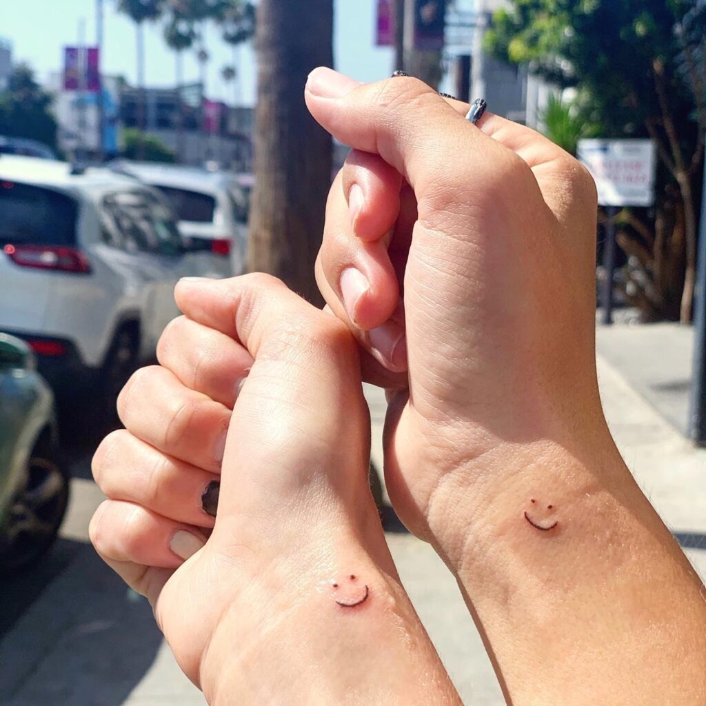 Tiny Wrist Smiley Matching Tattoos Tattoo Design