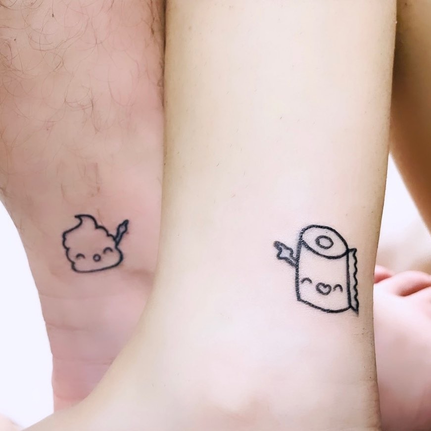 Toilet Paper and Poop Emoji Matching Tattoos Tattoo Design
