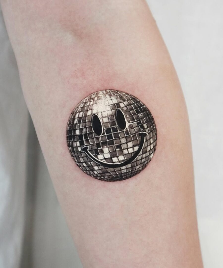 Cheerful silver ink disco ball design Tattoo Design