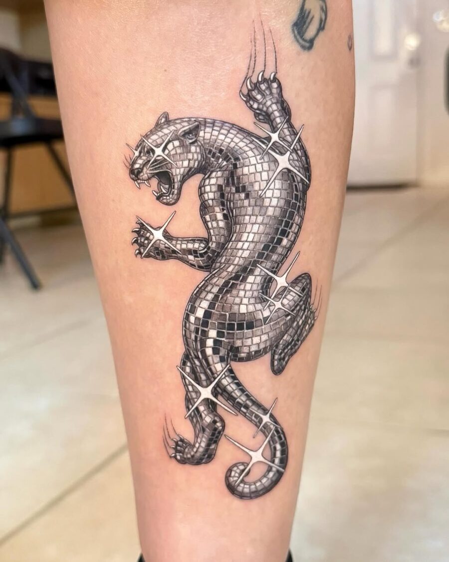 Dynamic silver ink panther tattoo design Tattoo Design