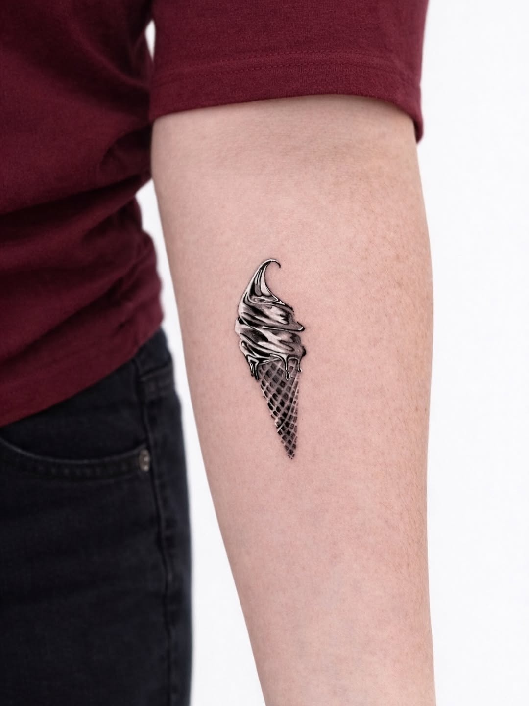 Elegant silver ice cream cone tattoo art Tattoo Design