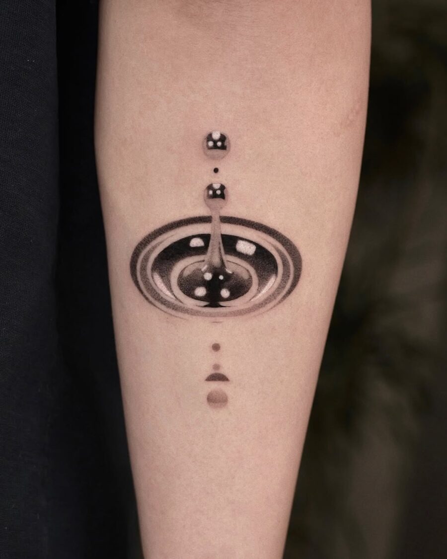 Intricate cosmic silver ink tattoo design Tattoo Design