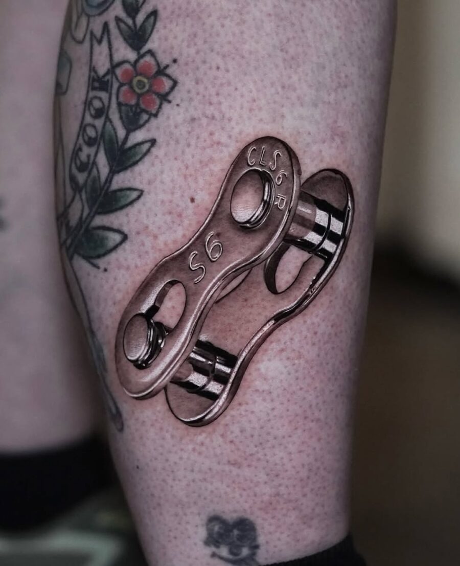 Intricate silver ink chain link tattoo design Tattoo Design