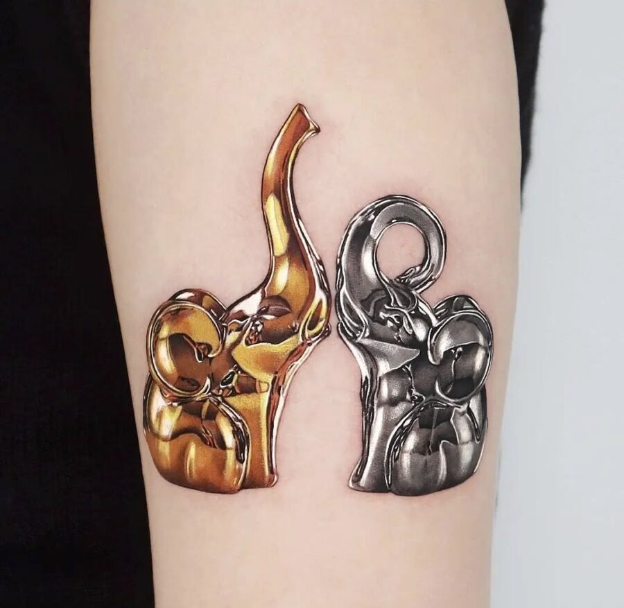 Stunning silver and gold ink tattoo design Tattoo Design
