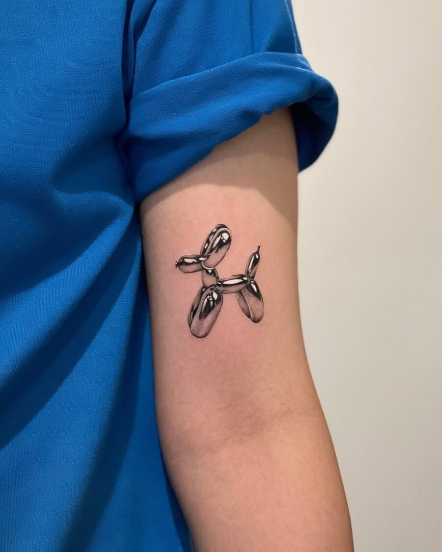 Unique silver ink balloon tattoo on arm Tattoo Design
