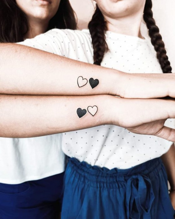 Black and White Matching Heart Tattoos Tattoo Design