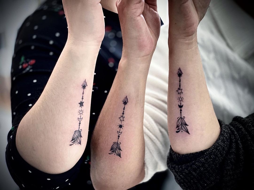Celestial Arrow Sibling Tattoo Design Tattoo Design