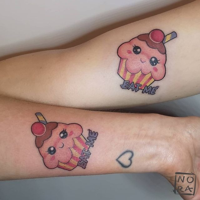 Cute Matching Cupcake Sister Tattoos Tattoo Design