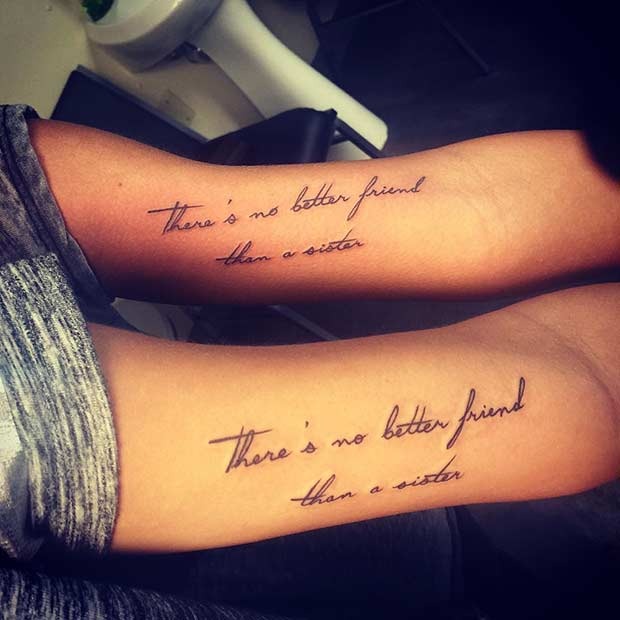 Flowing Quote Matching Sister Tattoos Tattoo Design
