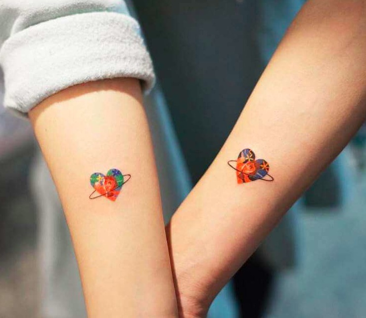 Graphic Heart Sister Tattoo Design Tattoo Design