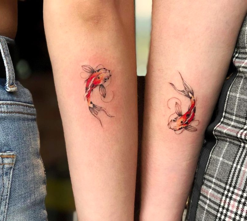 Matching Koi Fish Sister Tattoos Tattoo Design