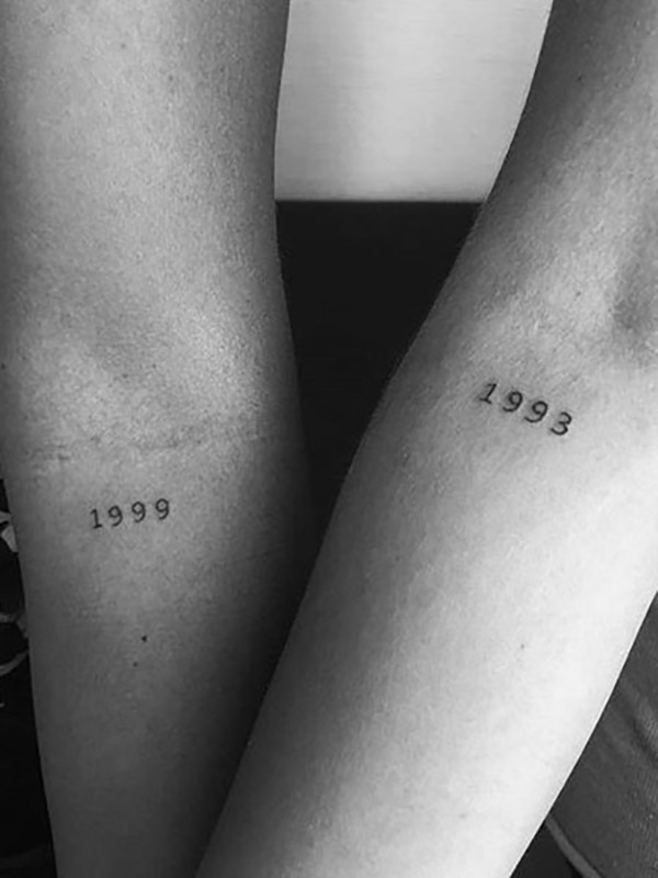 Simple Birth Year Sister Tattoos Tattoo Design