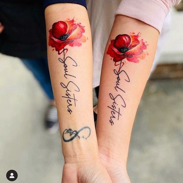 Soul Sister Matching Flower Tattoos Tattoo Design