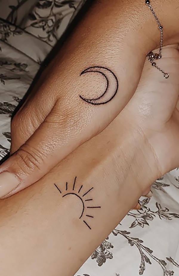 Sun and Moon Matching Sister Tattoos Tattoo Design