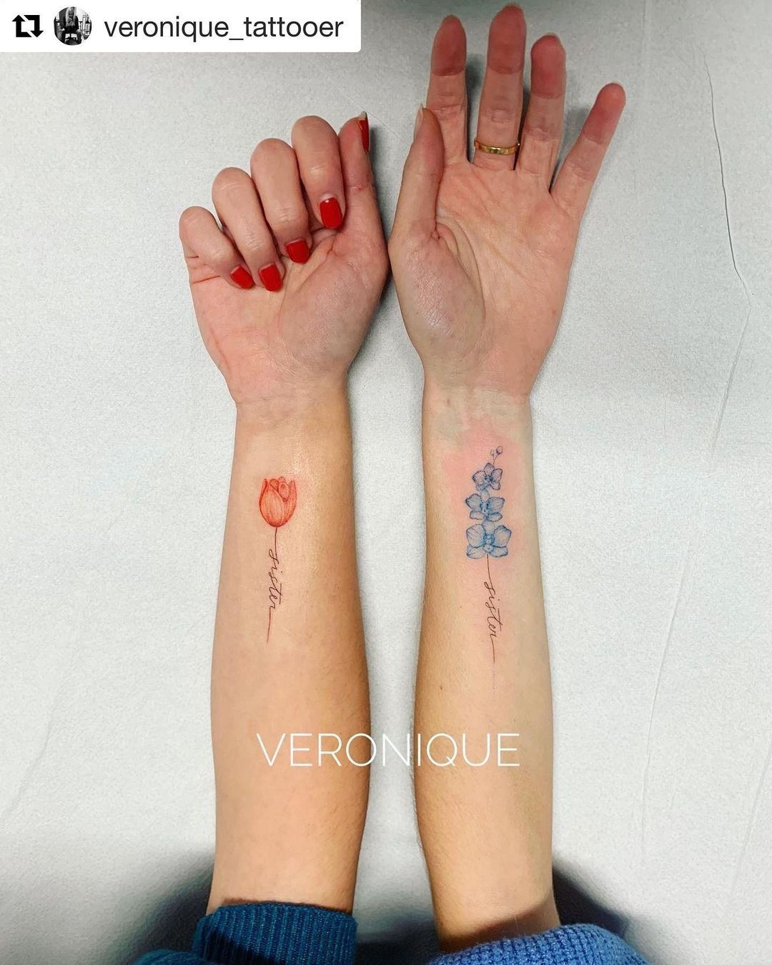 Sweet Sister Flower Tattoo Tattoo Design
